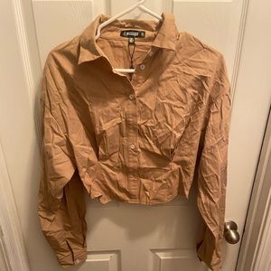 Misguided cropped button shirt